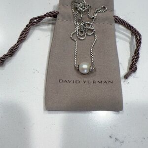 David Yurman Silver and White Pearl Pendant Necklace